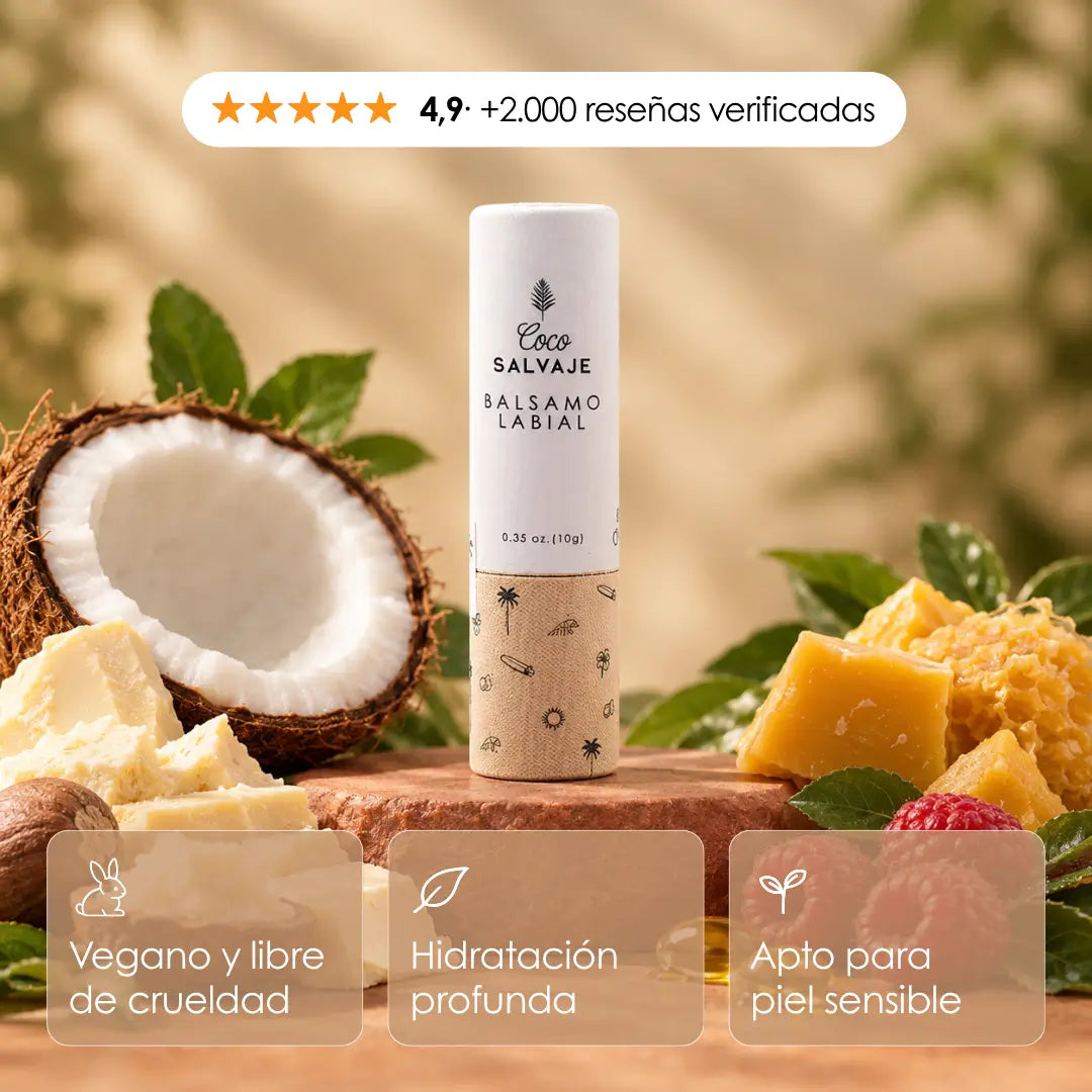 Bálsamo labial con aceite e ingredientes naturales y vitamina E