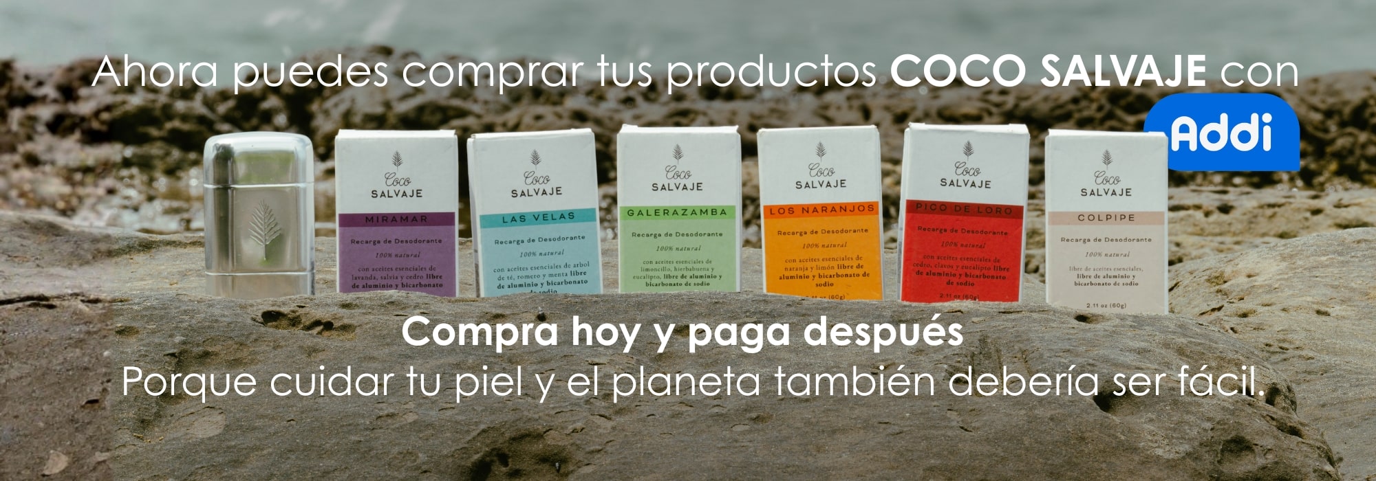 Banner de COCO SALVAJE informando que puedes comprar y pagar con Addi.