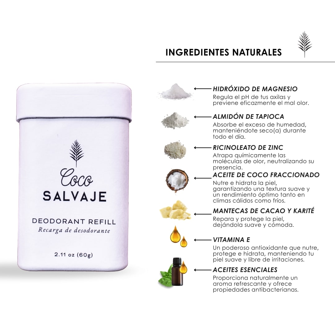 Desodorante natural en barra Coco Salvaje. Protege, hidrata y acompaña tus días sin tóxicos ni aluminio.