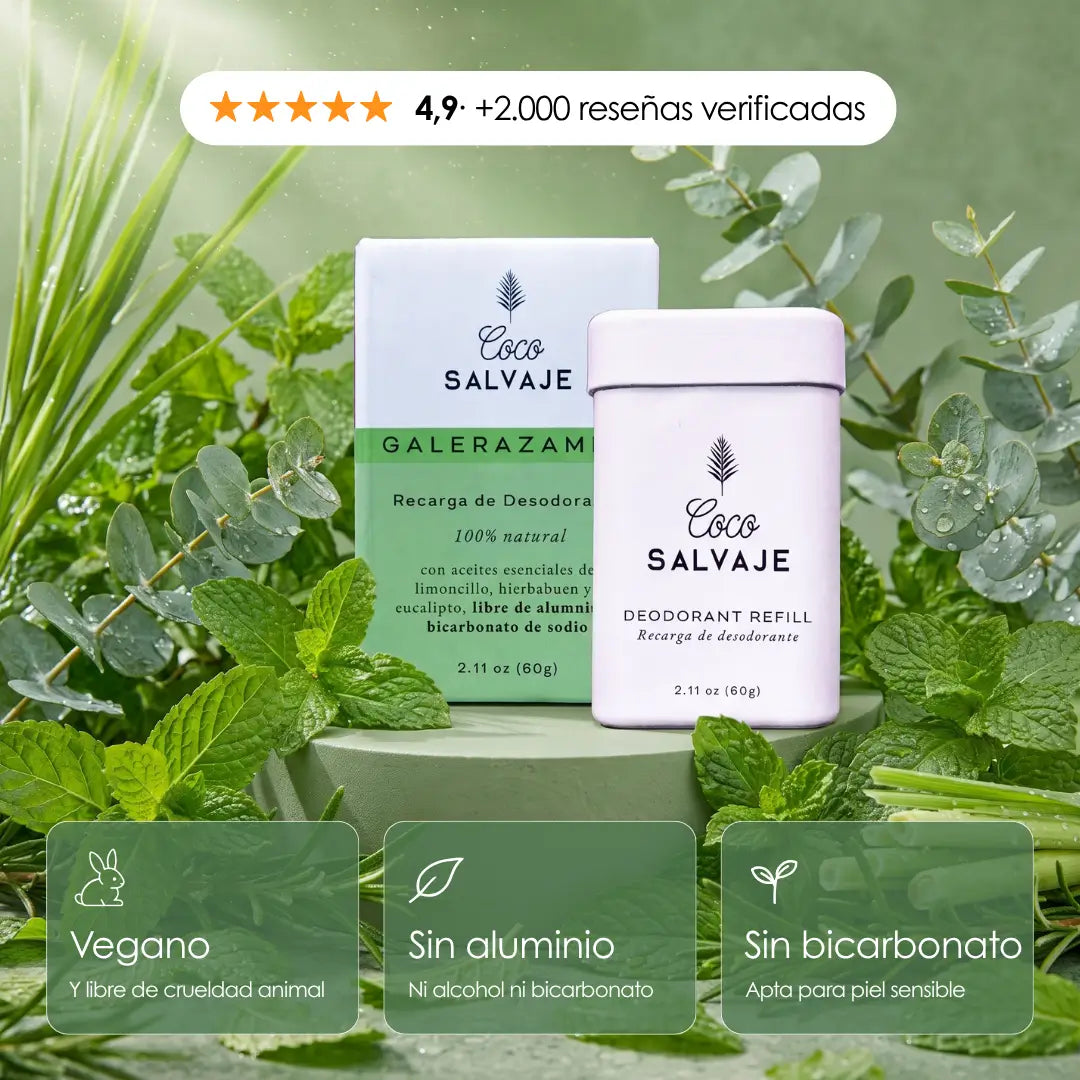 GALERAZAMBA BARRA - recarga de desodorante sin aluminio con aceite de coco para todos los climas
