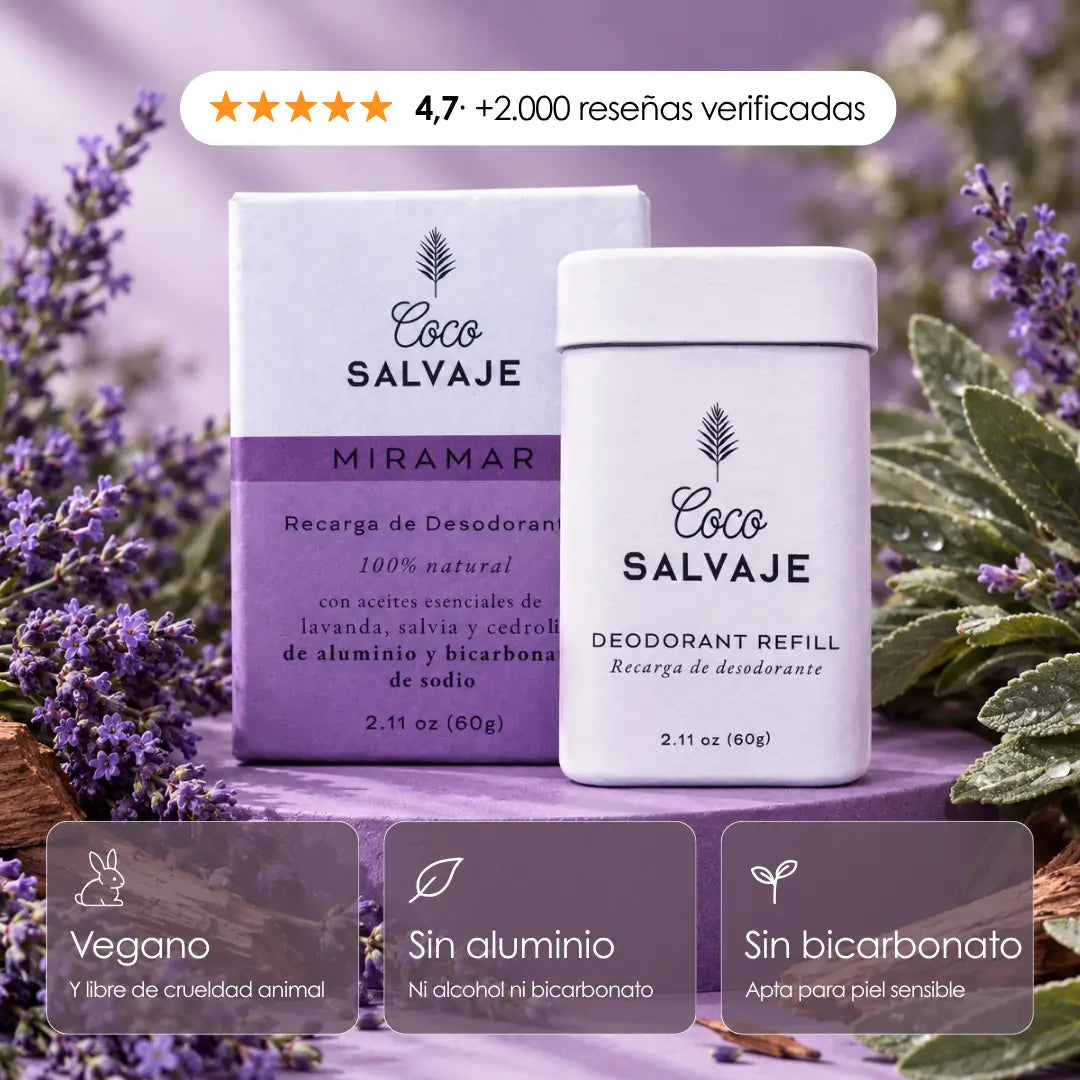 MIRAMAR BARRA - recarga de desodorante natural en barra con notas florales de lavanda salvia y cedro