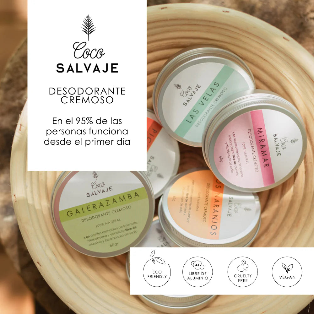 Desodorante en crema Coco Salvaje. Protege, hidrata y acompaña tu piel con frescura, sin tóxicos ni aluminio.