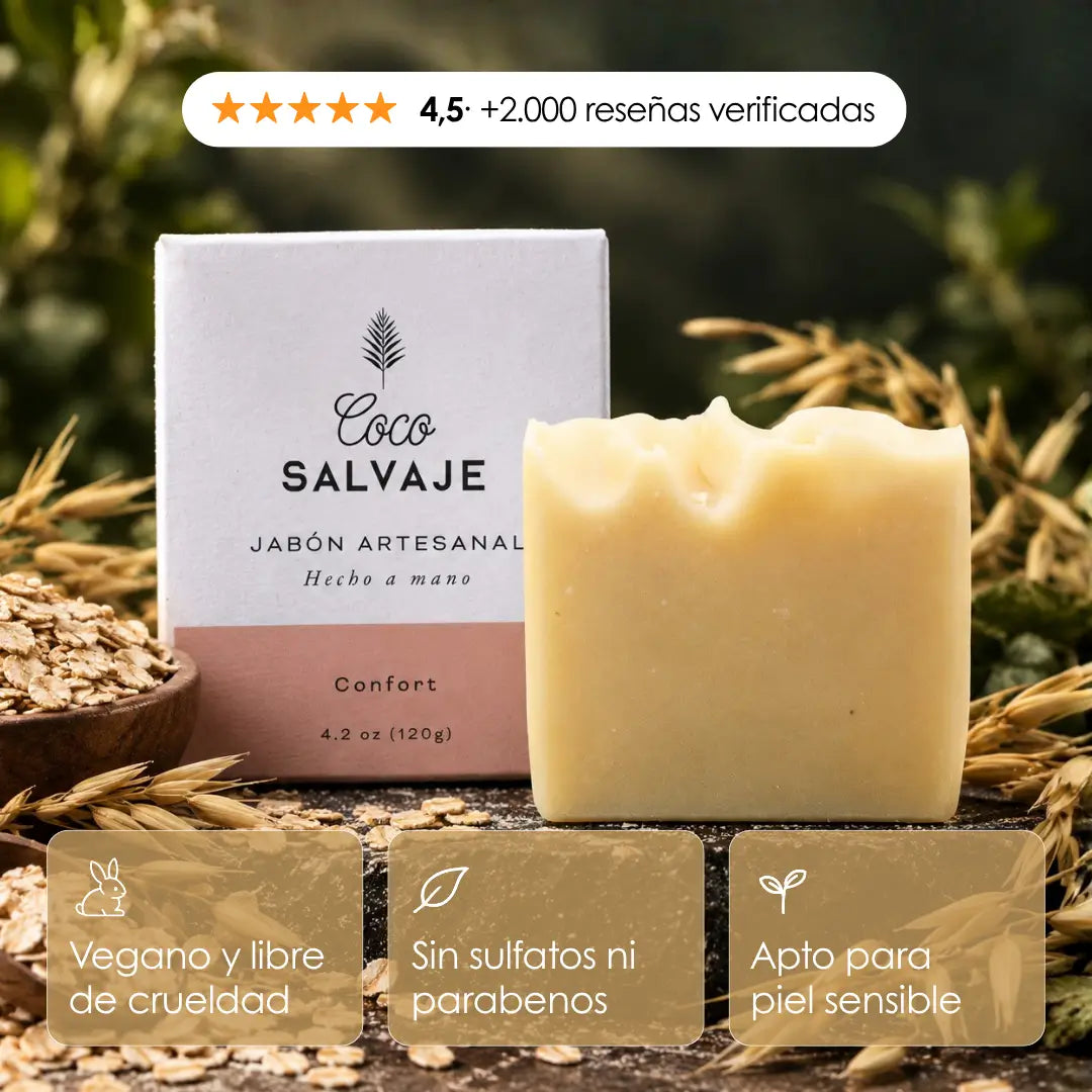 CONFORT, jabón de avena artesanal sin aceites esenciales para piel sensible
