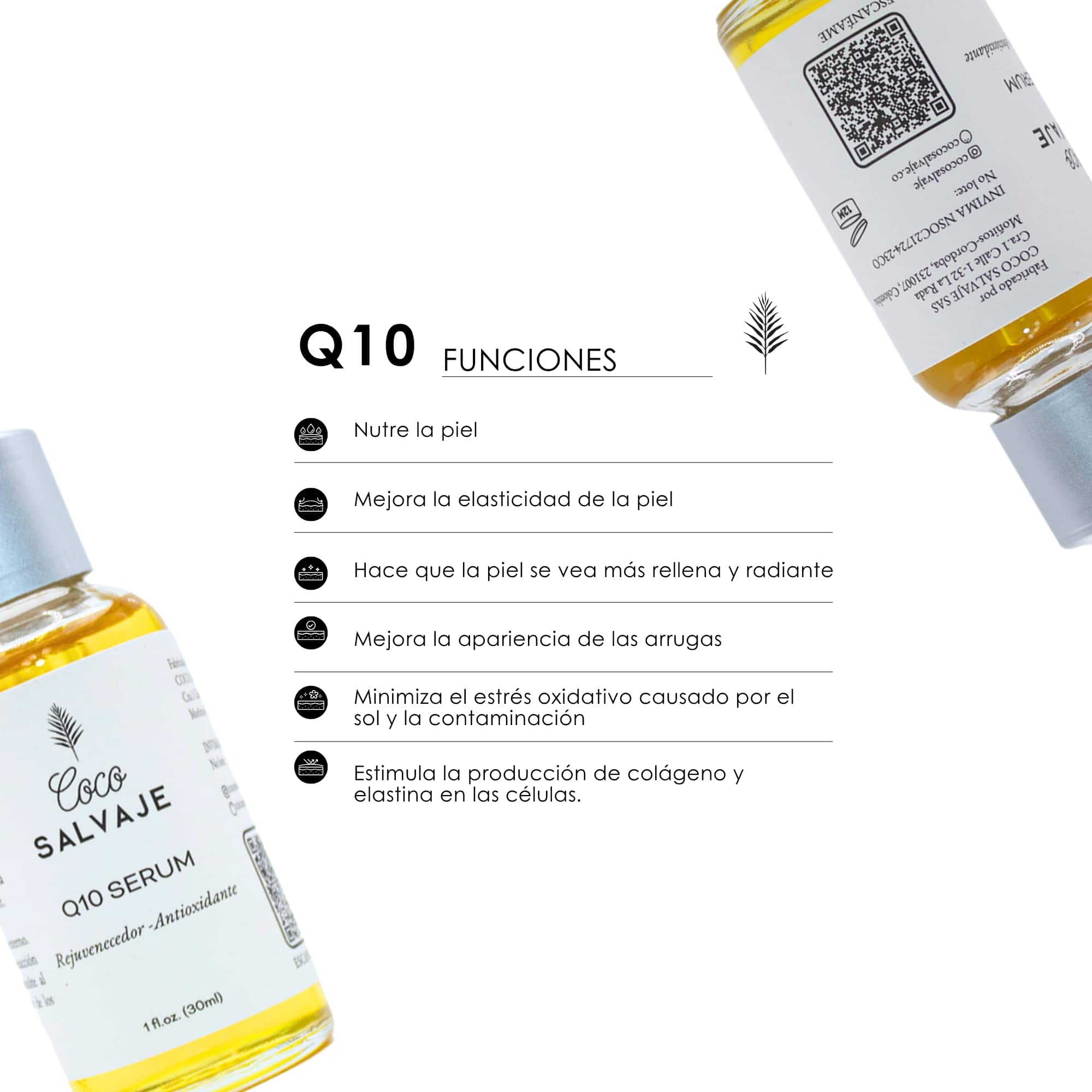 Revitaliza tu rostro con el Sérum Q10 Coco Salvaje. Textura suave, resultados visibles.