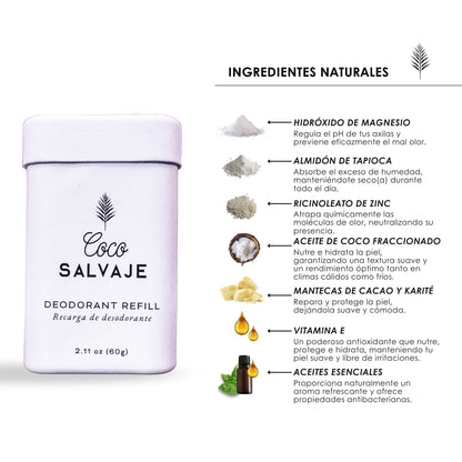 Desodorante natural en barra Coco Salvaje. Protege, hidrata y acompaña tus días sin tóxicos ni aluminio.