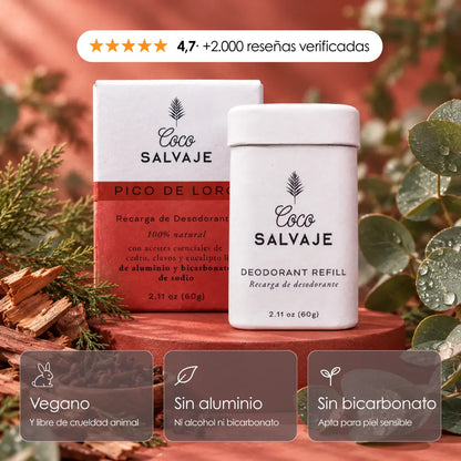PICO DE LORO BARRA -  recarga de desodorante en barra con ingredientes naturales y vitamina E