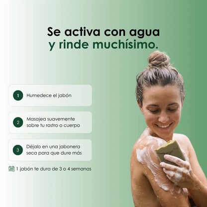 FRESCURA, Jabón natural de espirulina, arcilla verde, menta y eucalipto